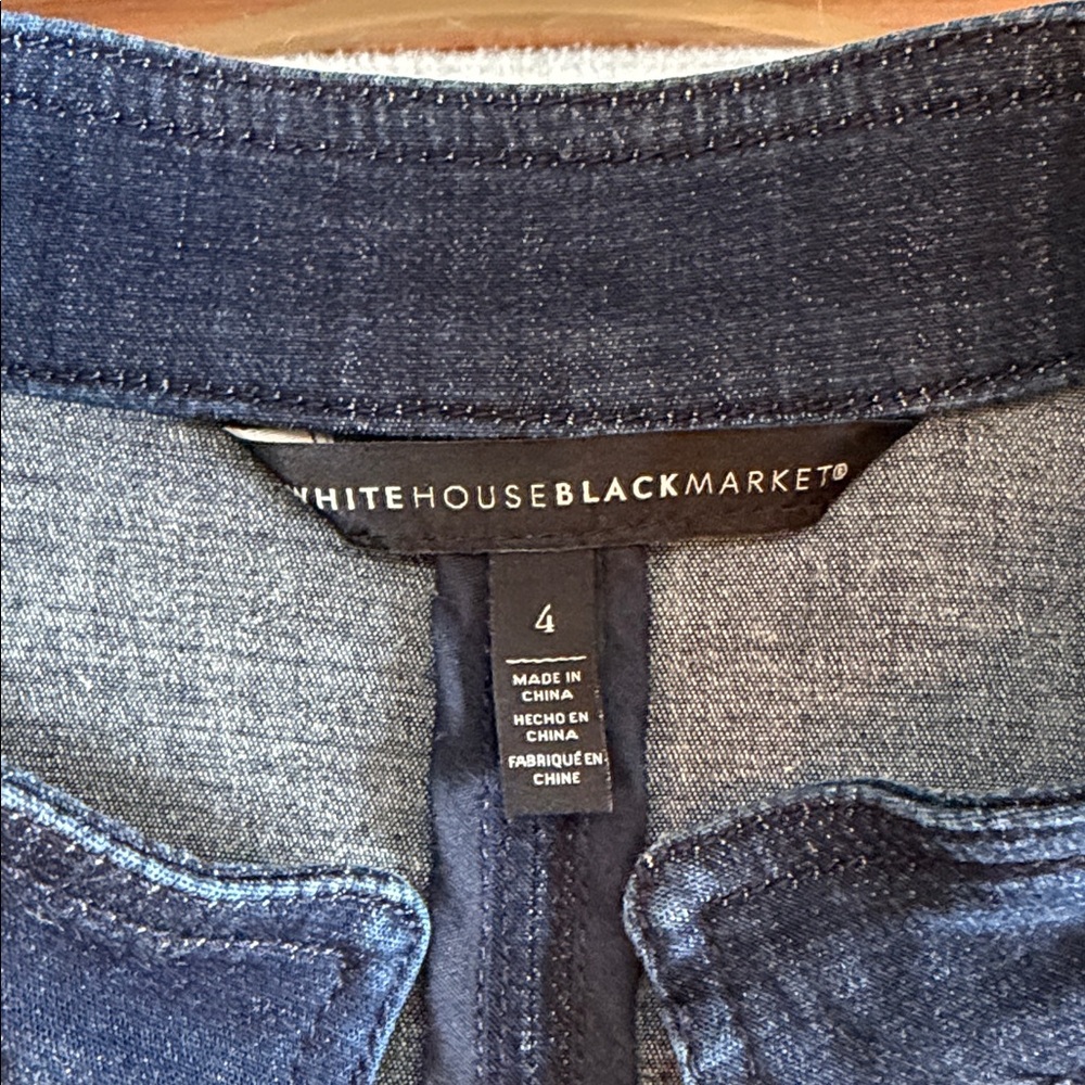 White House Black Market Denim Jacket with mandarin collar Size 4 - Picture 9 of 16